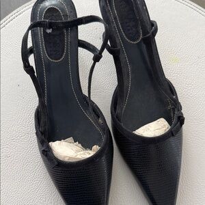 Ralph Lauren Black Textured Heels